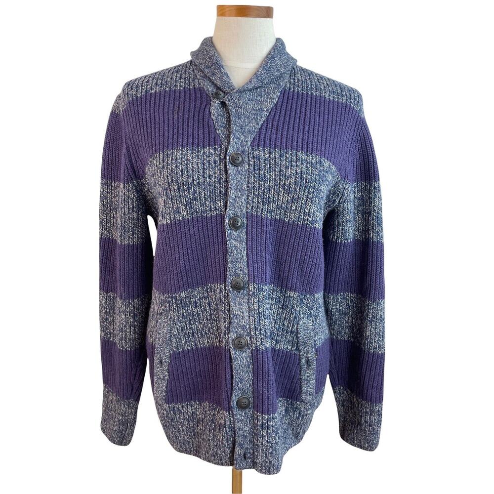 Ted Baker London Purple Gray Striped Cardigan Wool Blend Sweater Size 3 Med